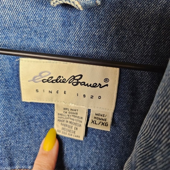 Vintage Eddie Bauer Denim Trucker Jean Jacket Men's XL Blue Classic - Picture 3 of 6